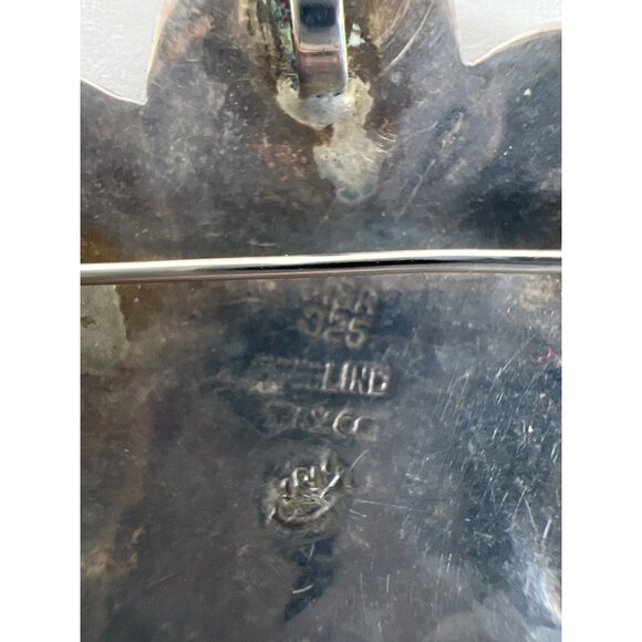 VTG Alpaca Mexico 925 Silver Abalone Floral Clip Earring & Brooch or Pendant Set - Picture 9 of 13